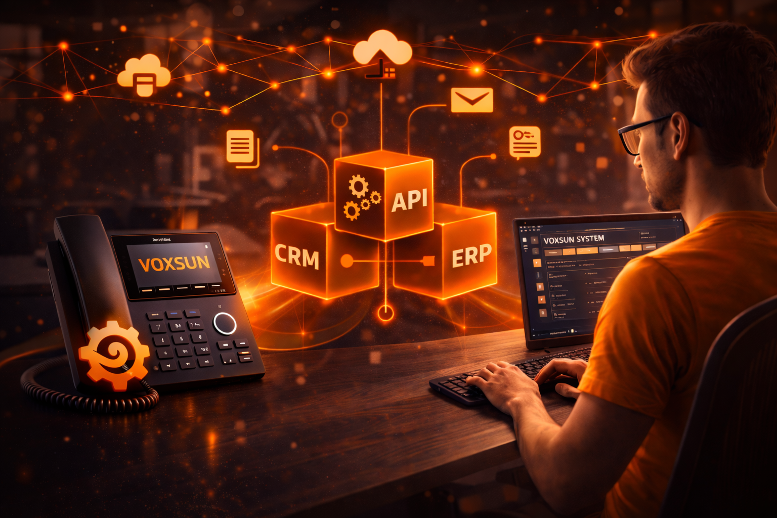 Intégrez vos applications personnalisées à votre système téléphonique VoxSun pour augmenter l&rsquo;efficacité