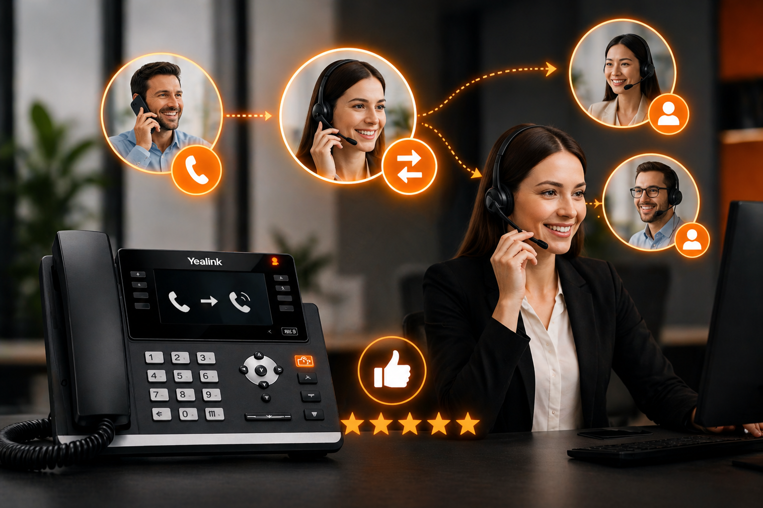 Mejore la satisfacción de sus clientes con un sistema telefónico con transferencia de llamadas